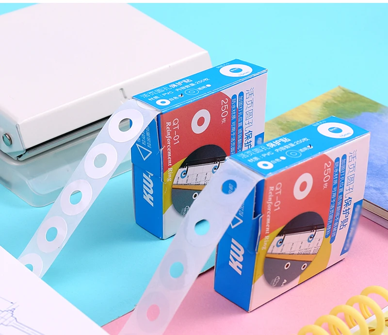 250 Labels Self-Adhesive Hole Punch Protector Loose-Leaf Paper Hole Reinforcement Labels Round Stickers for Office Supplies