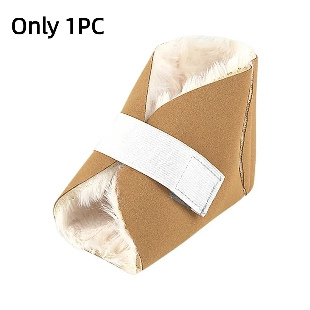 

1PC Foot Heel Warmer Warm with Securing Strap Rabbit Fur Ankle Cover Thickened Pressure Sores Prevention Cowhide Feet Cover