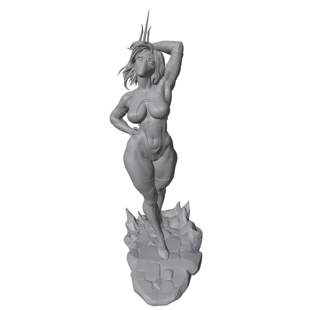 75mm --250mm Female Warrior Resin Model Kits  3D Printed Gray Model Figurine DIY Doll Model Unassembled And Unpainted