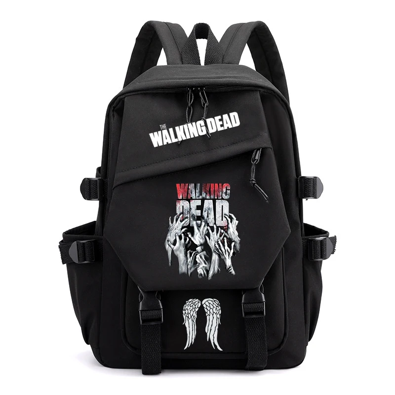 

Fashion Women Men Backpacks The Walking Dead Print Multi-Pocket Nylon School Backpack for Student Girls Laptop Knapsack Mochila