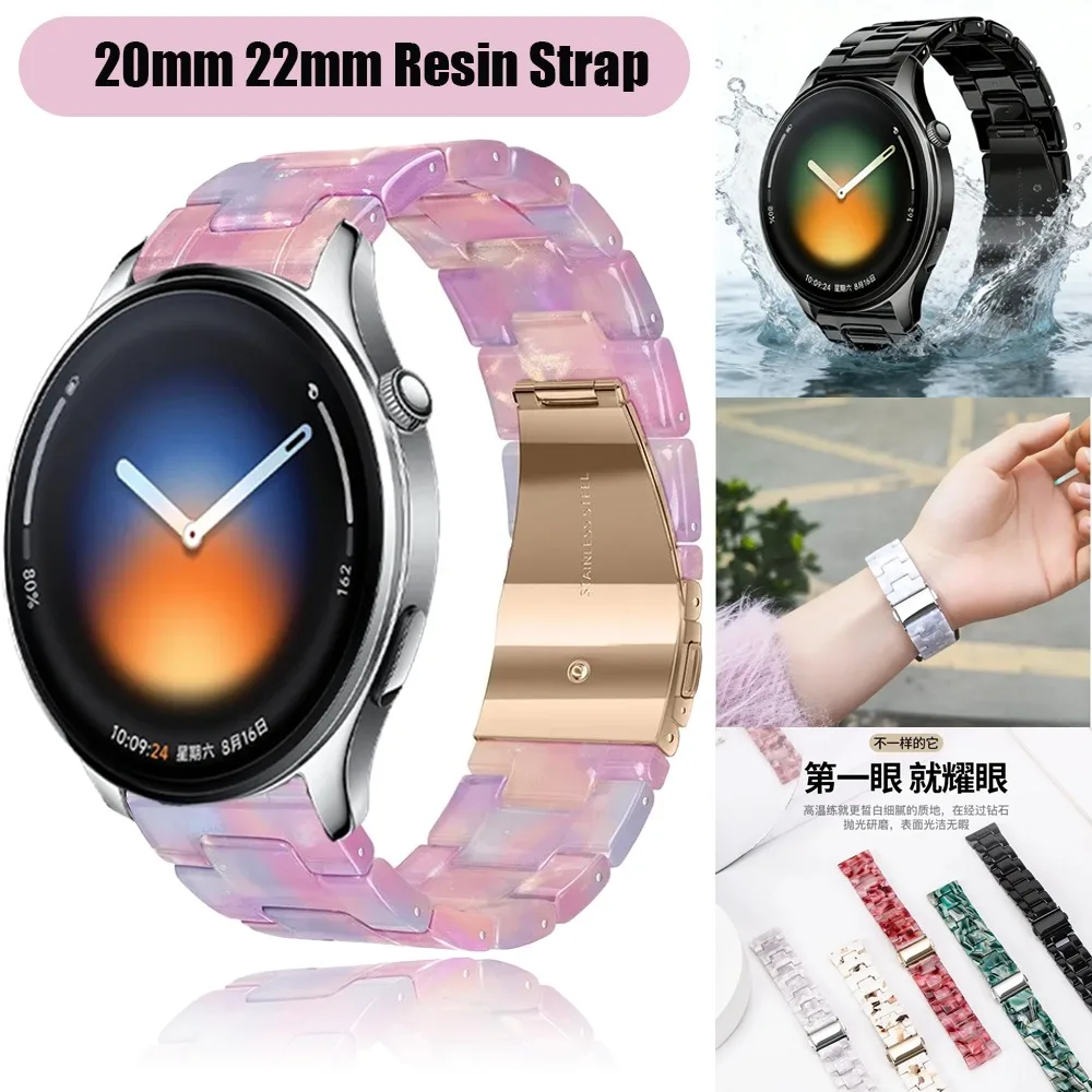 20mm 22mm 樹脂ストラップ Xiaomi Watch 5/S5-S4-S3-S2-S1 Realme Watch 5 用 快適なブレスレット Amazfit Active Max-3-2/Balance 2 用