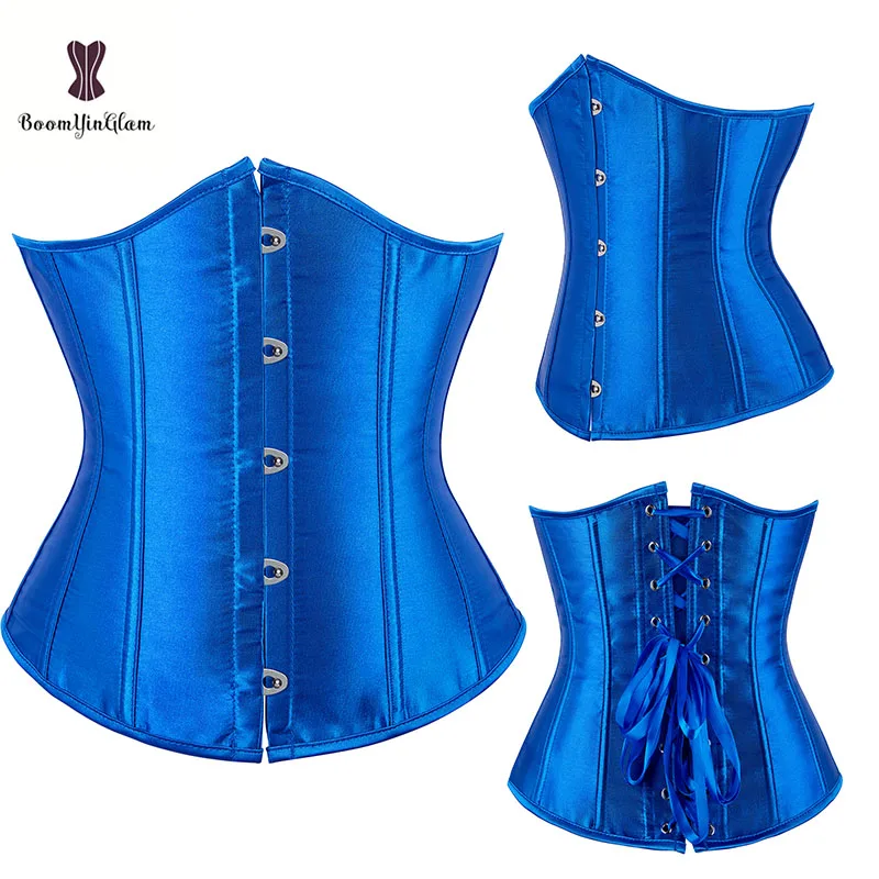 8 Colors Available Women Burlesques Gothic Gorset Plus Size Satin Underbust Corselet With G String Waist Training Corset28335#