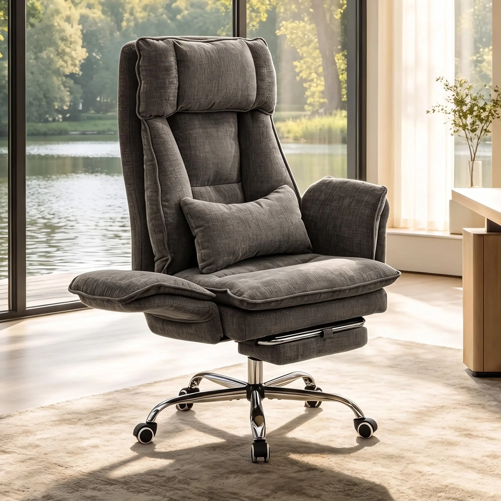 Big and Tall Office Chair with Foot Rest, Armrests, Light