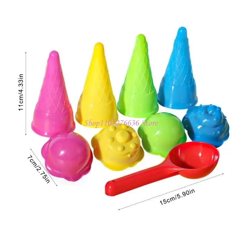 R6FD Sand Toy for Toddlers Kids Ice Cream Sand Mold Ice Cream Maker Tool Sand Seaside Outdoor Play Game for Children