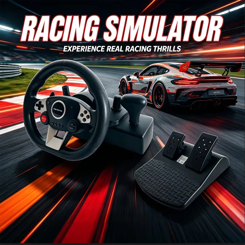 Gaming Steering Wheel Racing Steering Wheel Compatible With Xbox PS4 NS PC Universal Gaming Racing Wheel