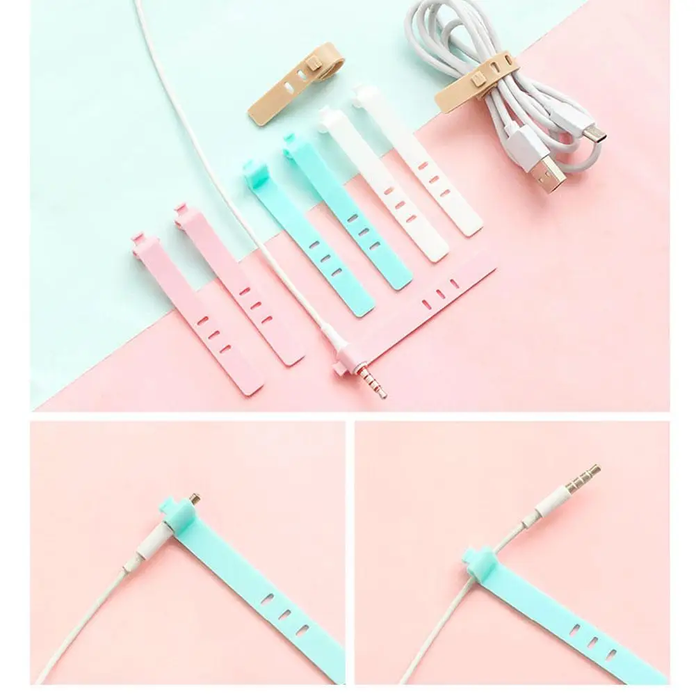 ヘッドホンとマウス用の再利用可能なケーブルタイ、コードオーガナイザー、ワインダー、ポータブル、ソフト、シリコン、ワイヤー、新しい、w3f6