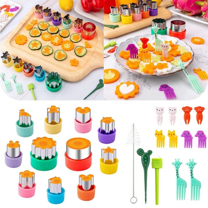 24Pcs Children Mini Vegetable Fruit Shape Cutters Set Kitchen DIY Cute Cookie Biscuits Cutter Animal Food Mold Baking Mold