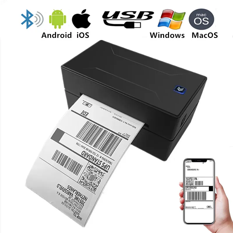 

4x6 беспроводной Bluetooth принтер для транспортировочных этикеток, бесчернильный термопринтер с наклейками, совместимый с Android IOS Windows MAC
