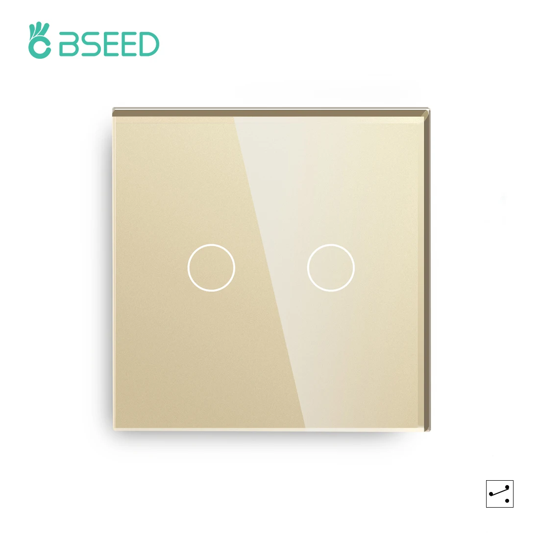 Bseed EU-Standard 1/2-Gang 2/3-Wege Touch-Lichtschalter Schwarz Weiß mit Kristallglas-Panel Wandschalter für Treppenbeleuchtung