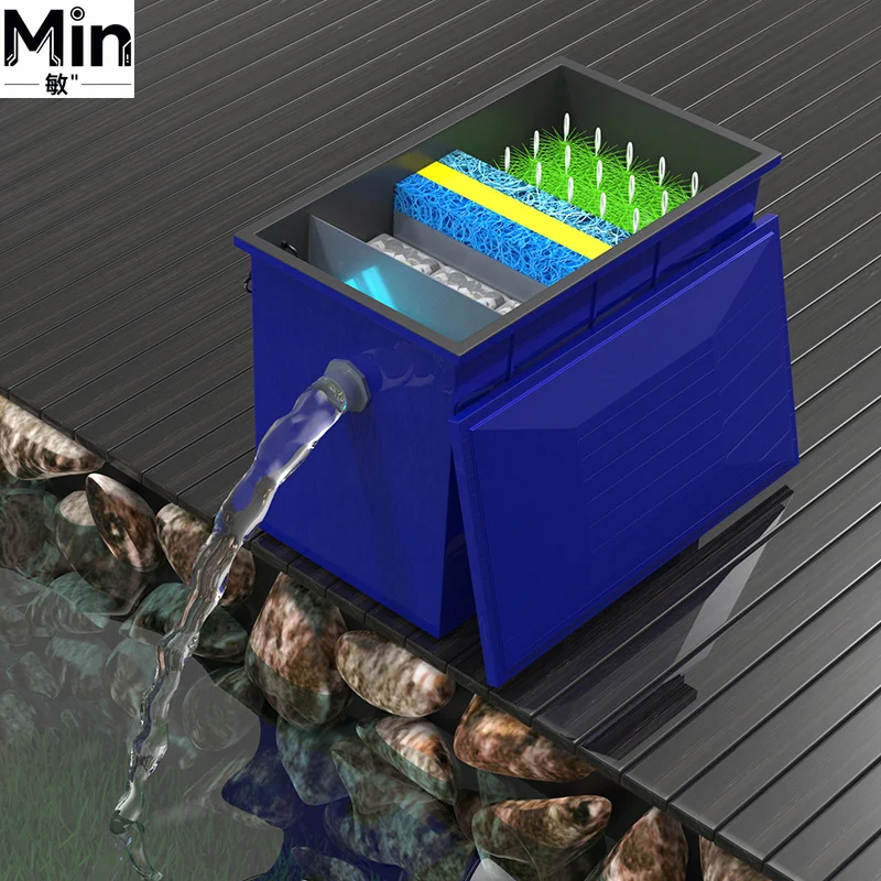 All In One Large Koi Pond Filter Box Top Water Filter System for Aquaculture Pond Filtration Outdoor Fish Pond Lab
