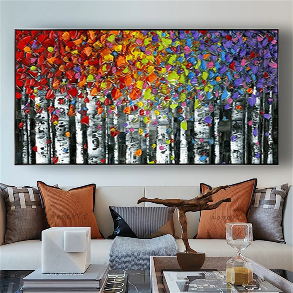 

Abstract Canvas Art Colorful Forest Landscape Drawing 100% Handmade Oil Paintings Decor Living Room Sofa Wall Study Hanging Trim