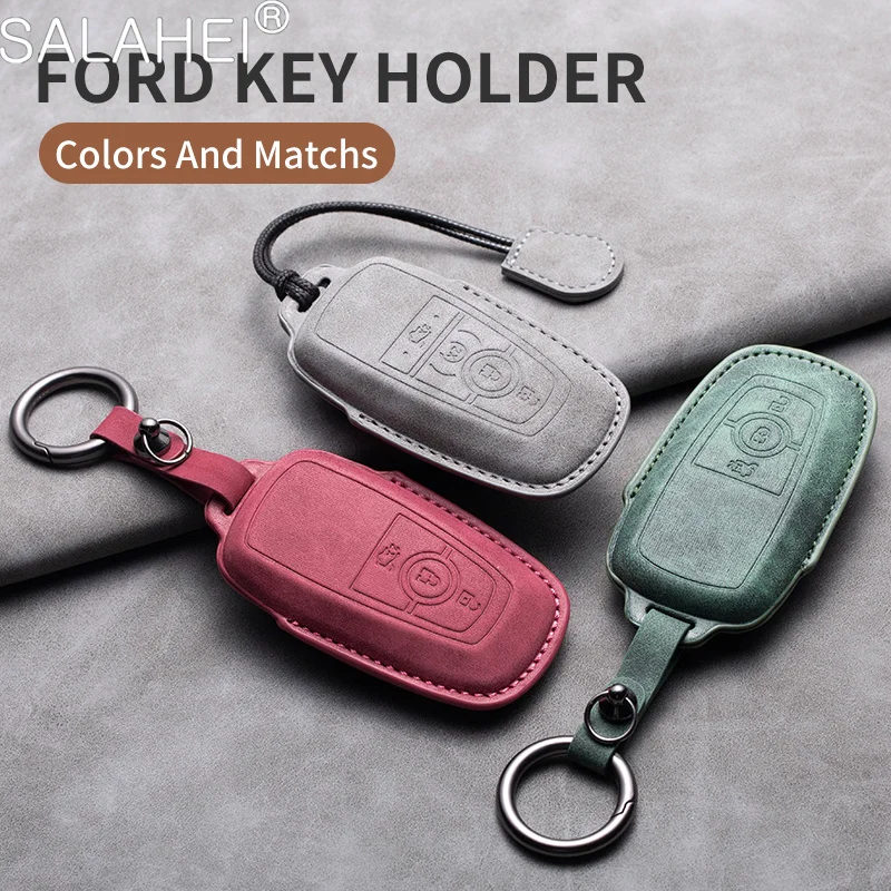 Sheepskin Car Key Cover Case Shell For Lincoln MKC MKZ MKX For Ford Fusion Mondeo Mustang Explorer Edge EcoSport Car Accessories