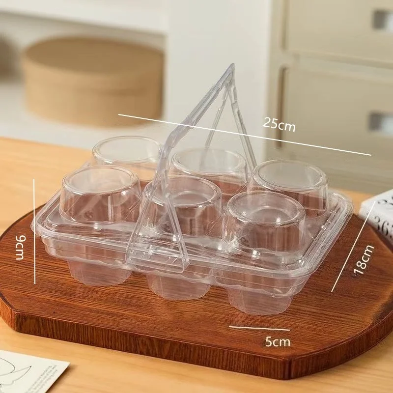 10 Sets Plastic Clear 6 Counts Cupcake Boxes with Handle Bakery Packaging Cake Boxes Portable Treat Dessert Boxes for Cupcake