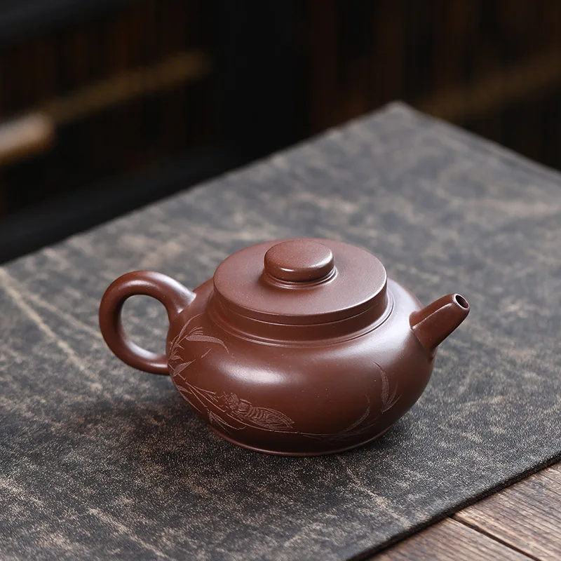 

Purple Clay Pot Yixing Famous Family Double National Industry Cooperation Handmade Tea Pot Purple Clay Tea Set Giant Wheel Beads