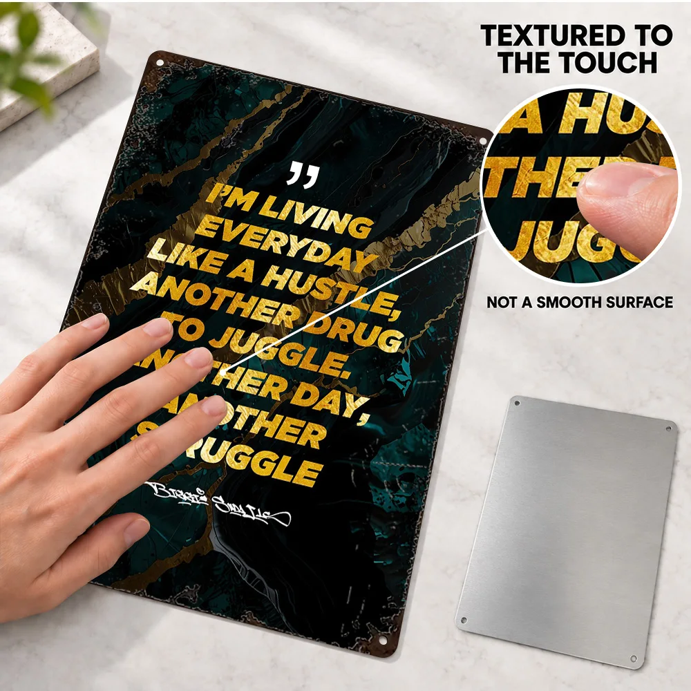 Hustle And Struggle Quote Printed Poster Retro Bold Design Creative Studio Wall Art Customized Aluminum Metal Sign Office Gift