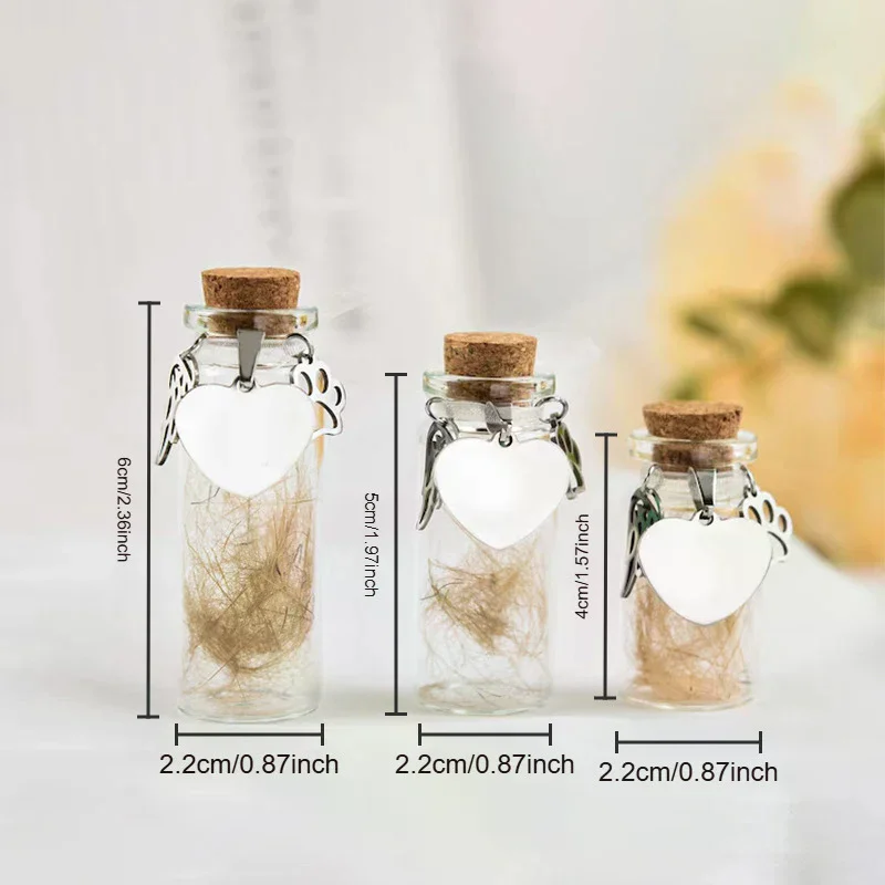 Pet Memorial Bottle For Pet Hair Dogs Cats Fur Keepsake Bottle Storage With 3 Silver Accessories Pet Memorial Urn Container