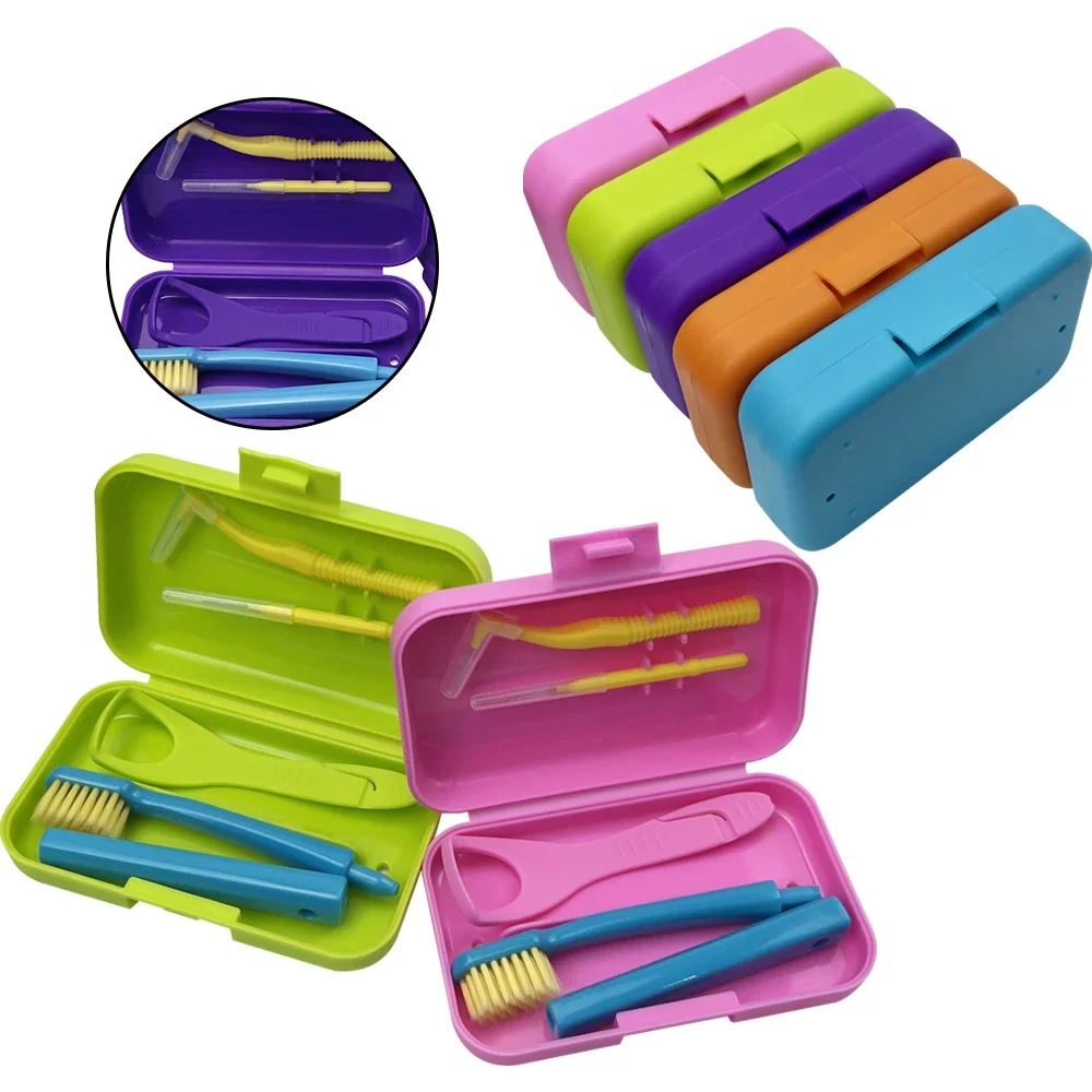 20 Set Portable Toothbrush Box Orthodontic Oral Hygiene Tools Kits Interdental Brush Tongue Scraper Travel Toothbrush