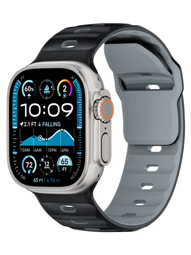 Silicone Straps For Apple Watch Ultra 2 Band 49mm 45mm 46mm 44mm 42mm Rugged Sport Bracelet correa IWatch Series 10 SE 9 8 7 6