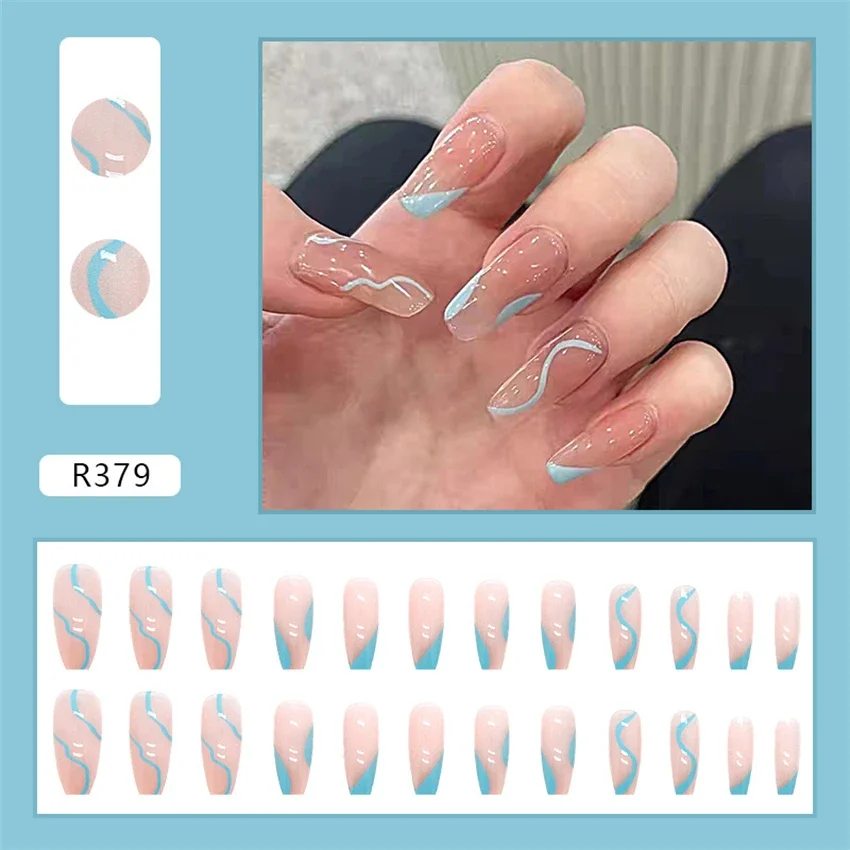 24Pcs/Set Simple Pure Desire Handmade Wearing False Nails Round Head Removable Press on Nails Adhesive Acrylic Fake Nails Tips