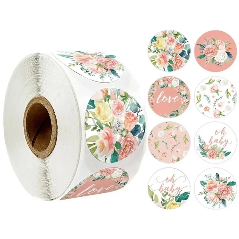 Thank You Sticker for Seal Labels Round Floral Multi Color Labels Sticker Handmade Offer Scrapbooking Stationery Labels Sticker