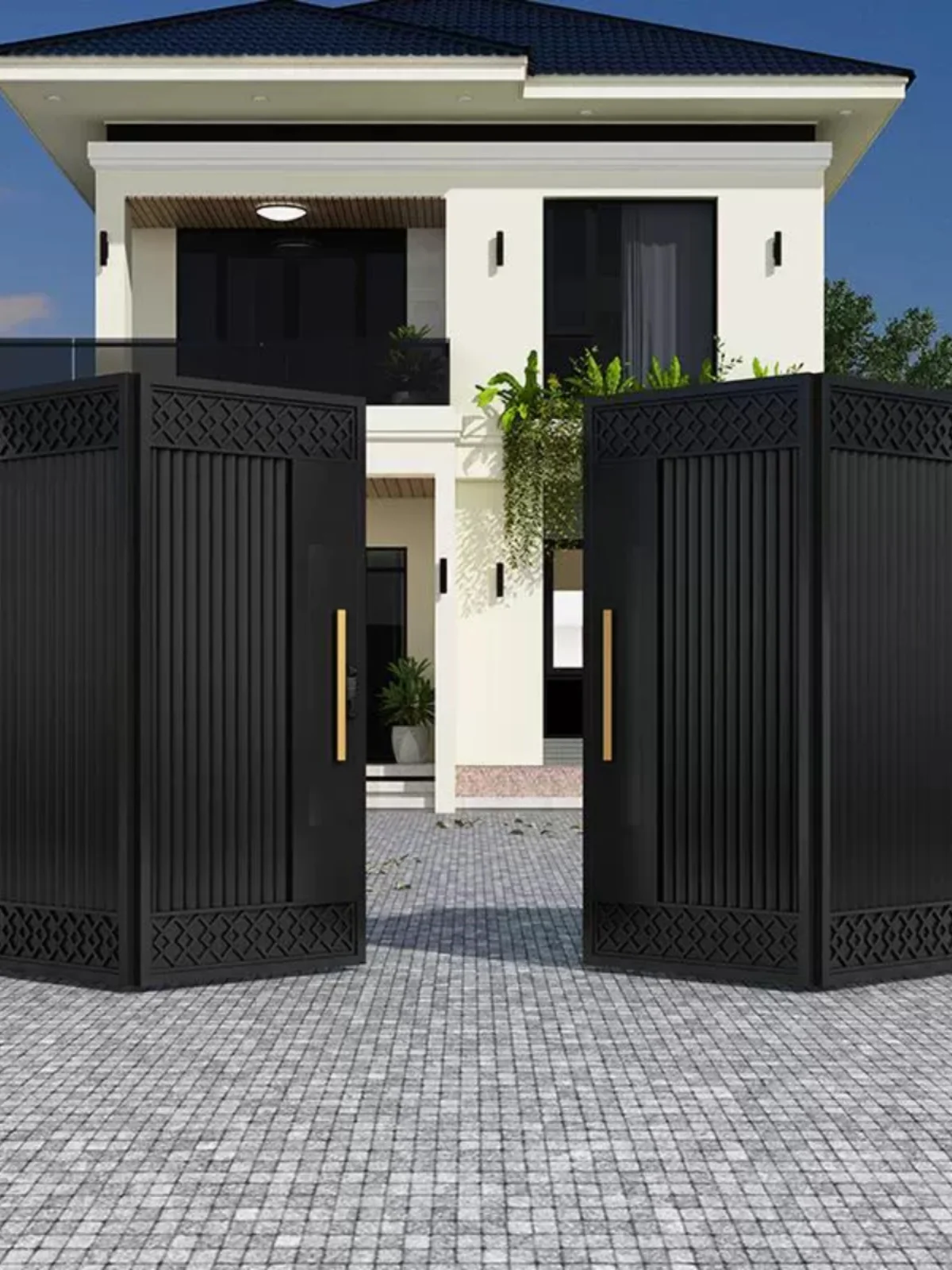 

Aluminum alloy door Villa Courtyard gate Electric folding door Garage door head Outdoor rural iron gate Walled garden gate