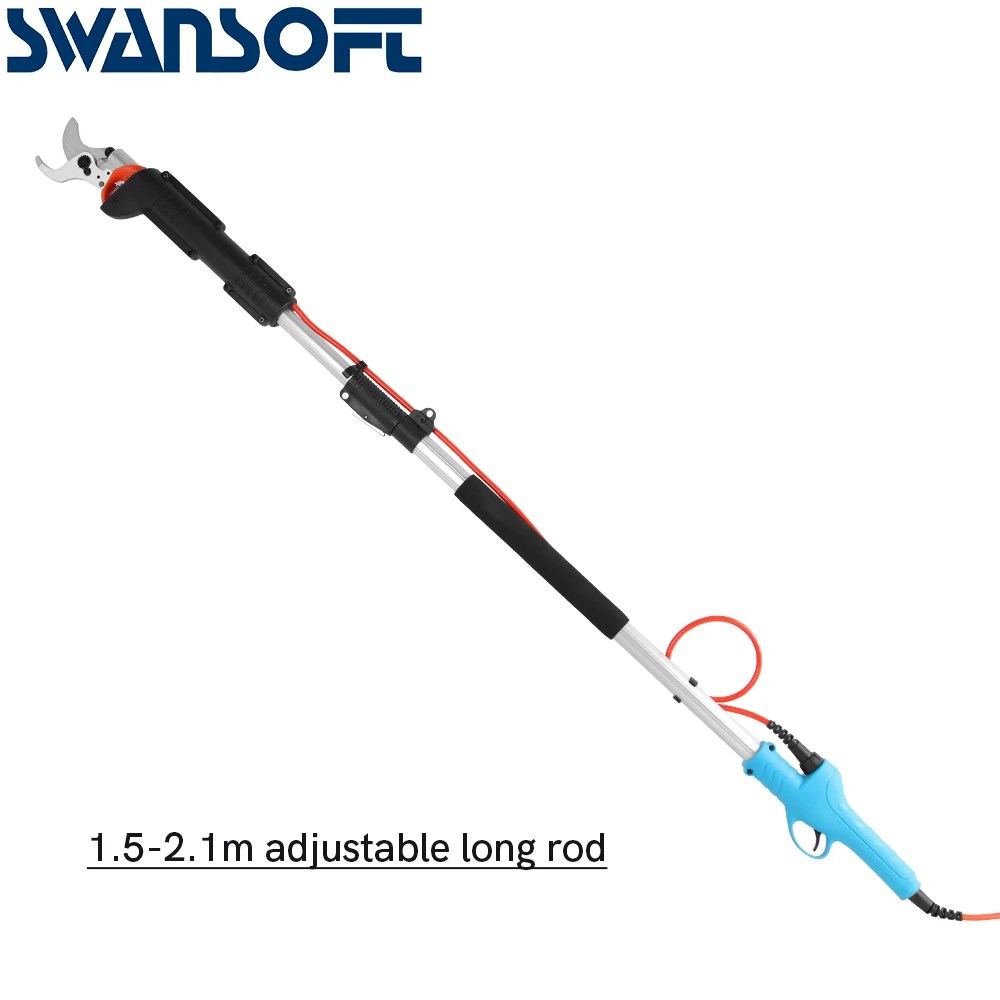 SWANSOFT Electric Pruning Shears 36V Lithium Branches Scissors 0-45mm High Branch Hedge Trimmer Extension rod 1.2-1.8m