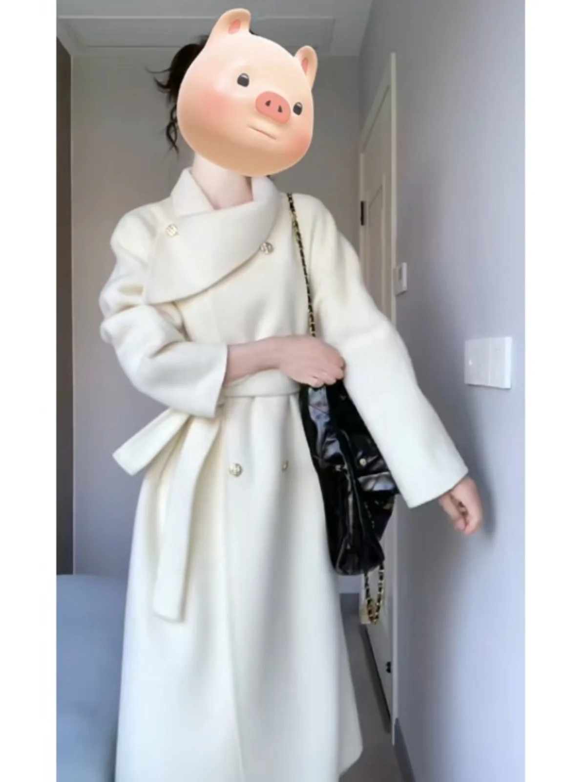 Korean Sle Double-Faced Woolen Long Coat Faionable Slimming Women's Outerwear Autumn Winter High-End Sensation Beautiful