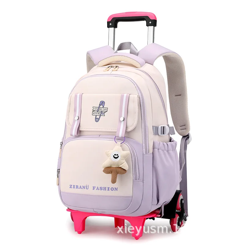 

Школьный рюкзак для девочек начальной школы с тележкой BookBag Детская школьная сумка на колесиках Студенческий съемный рюкзак на колесиках