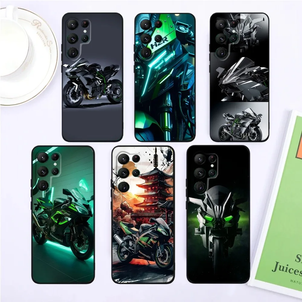 

Cool Motorcycle H2R Phone Case For Samsung S24,S23,S22,S21,Ultra Pro S10,S30Plus,S9,20lite K-Kawasakies-S Black Cover