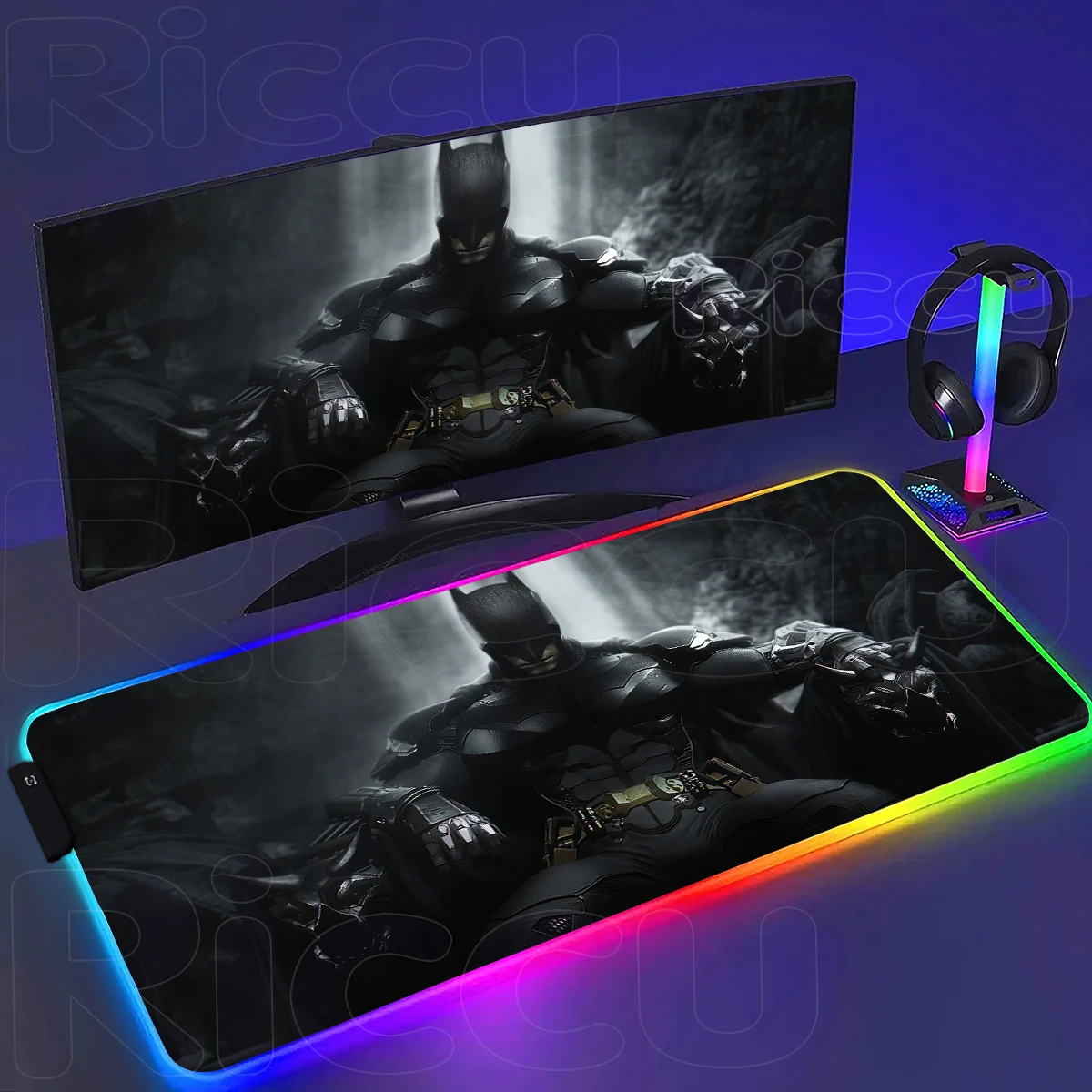 

Светодиодный HD аниме hot B-Batman RGB коврик для мыши с принтом компьютерных геймеров, блокирующие настольные аксессуары, коврики для мыши, клавиатура, ПК, XXL, настольный коврик