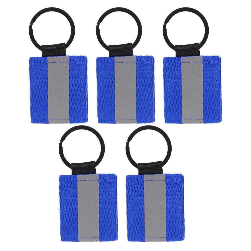 

5pcs Reflective Keychain Tags Double Sided For Backpack Luggage Walking Safety High Visibility Durable Nylon Reflective Strips