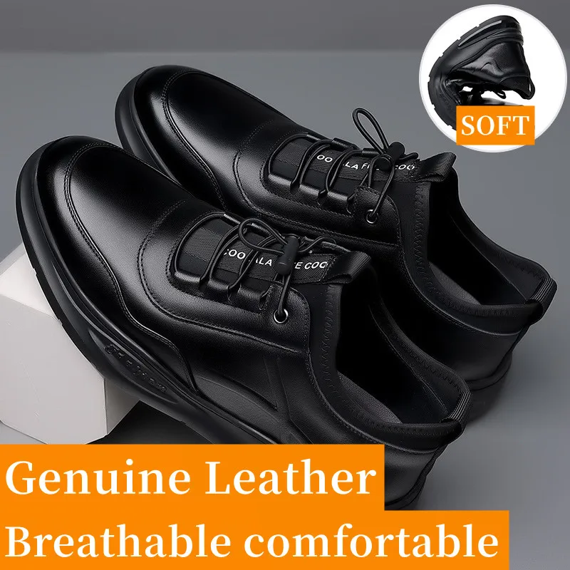 Genuine Leather Men\'s Business Casual Shoes Breathable Comfortable No Slip Versatile Shoes Loafers Men Sneakers Chaussures Homme