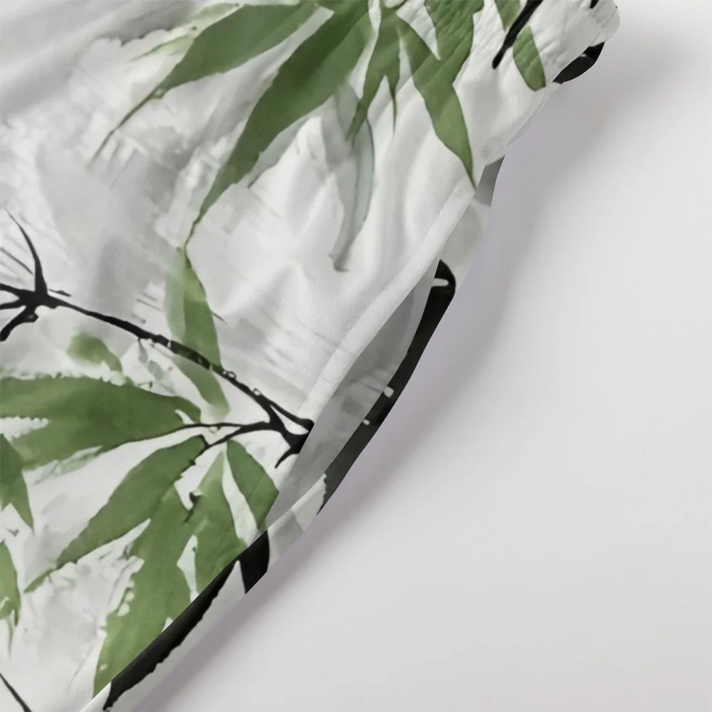 竹林プリントメンズプラスサイズショーツ夏クールシックビーチウェアメンズヒップホップストリートウェアカップルカジュアルオールマッチ 9XL