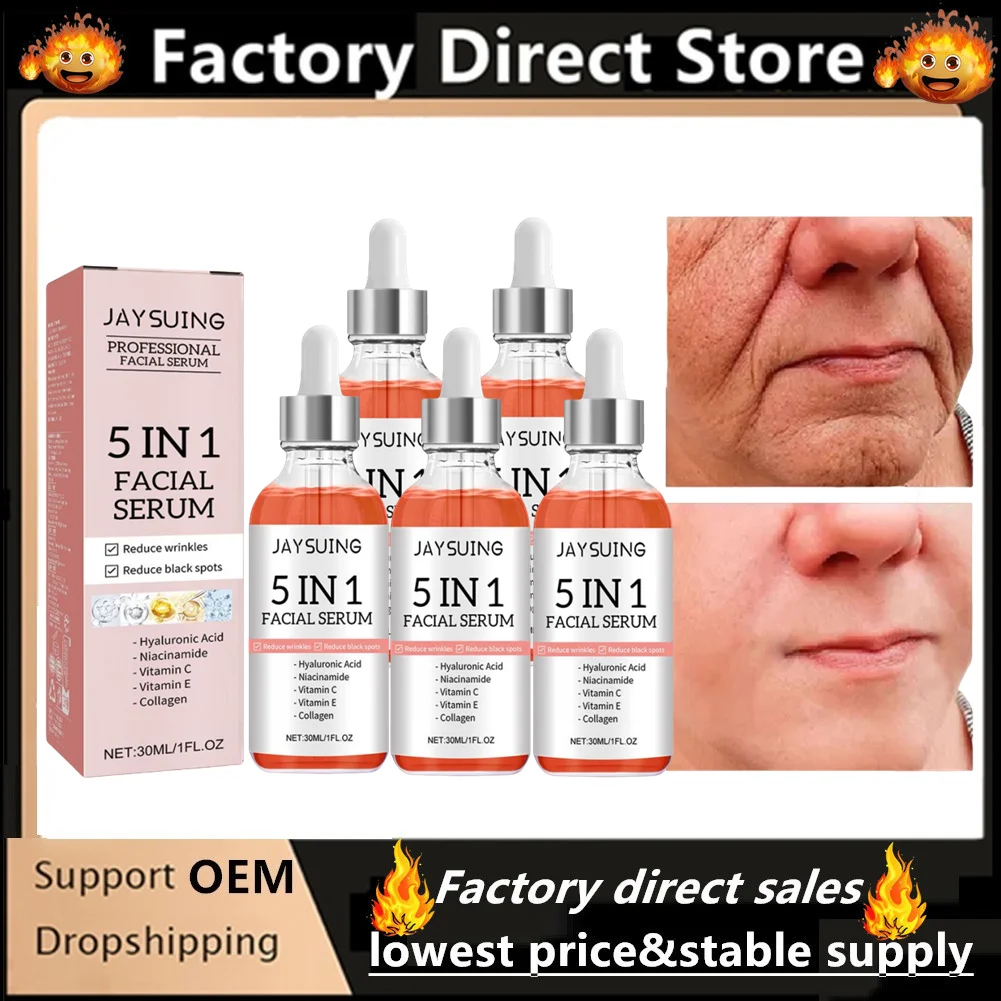 

5-In-1 Hyaluronic Acid Face Serum Moisturizing Vitamin C collagen Lightning Facial Serum Shrink Pores Skin Care