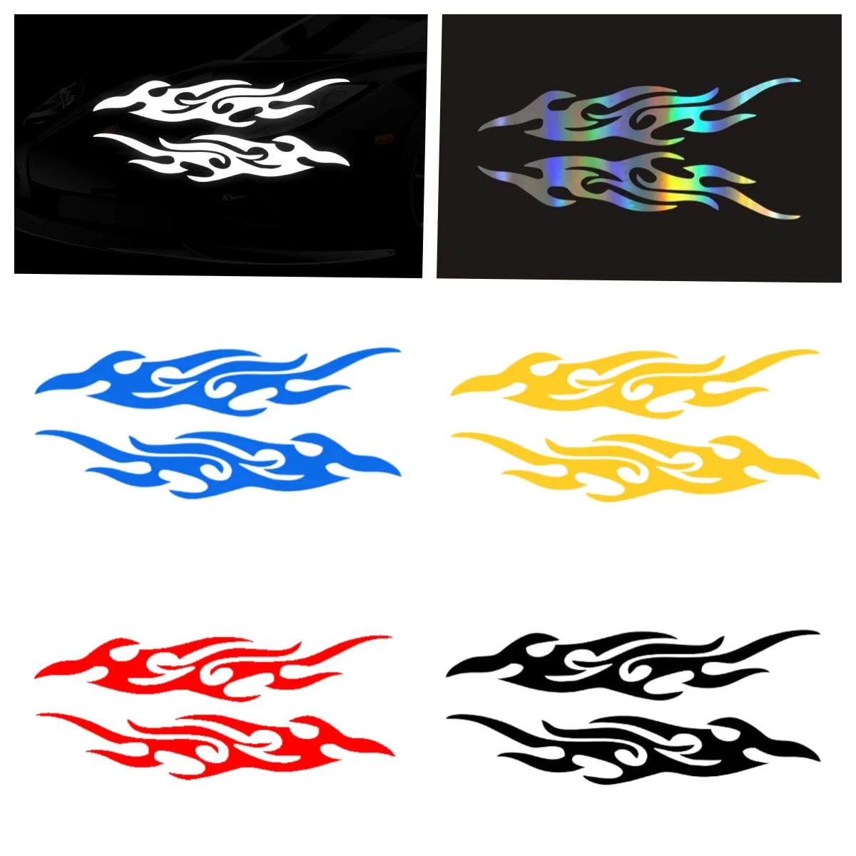 

1 Pair Universal Motorcycle Flame Sticker Waterproof DIY Flame Vinyl Decal for Car Motorcycle Gas Tank Decoration 19*8.3cm