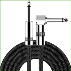 Guitar Cable 10/20ft Electric Instrument Bass AMP Cord for Electric Guitar Mandolin, Pro Audio (Right Angle to Straight, Black)