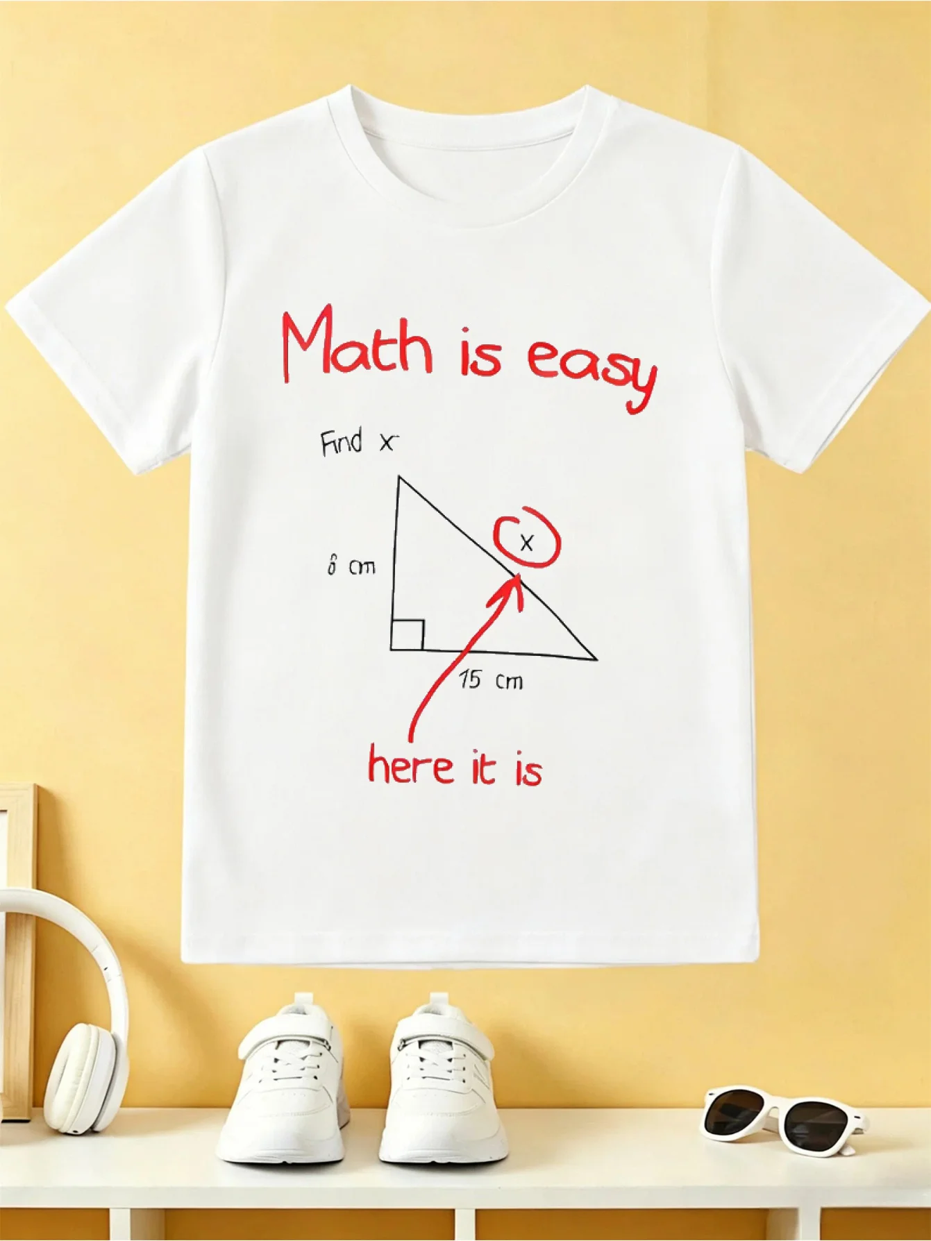 Funny Math Is Easy Find X Joke Mathematics Graphic Print T Shirt Family Matching Boys Girls Kids Short Sleeve Daily Tees