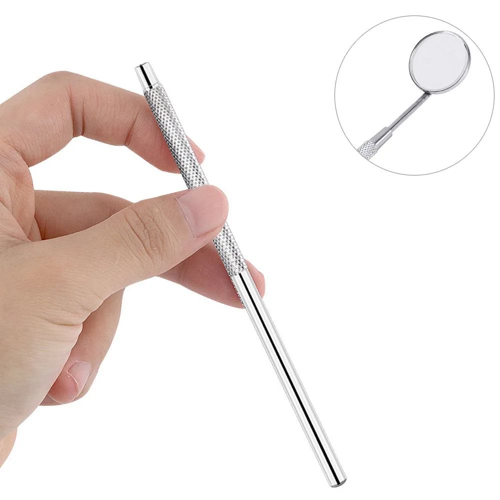 Stainless Steel Dental Mouth Mirror Handle Tool Dental Oral Care Tool Checking Oral Reflector Detachable Handle