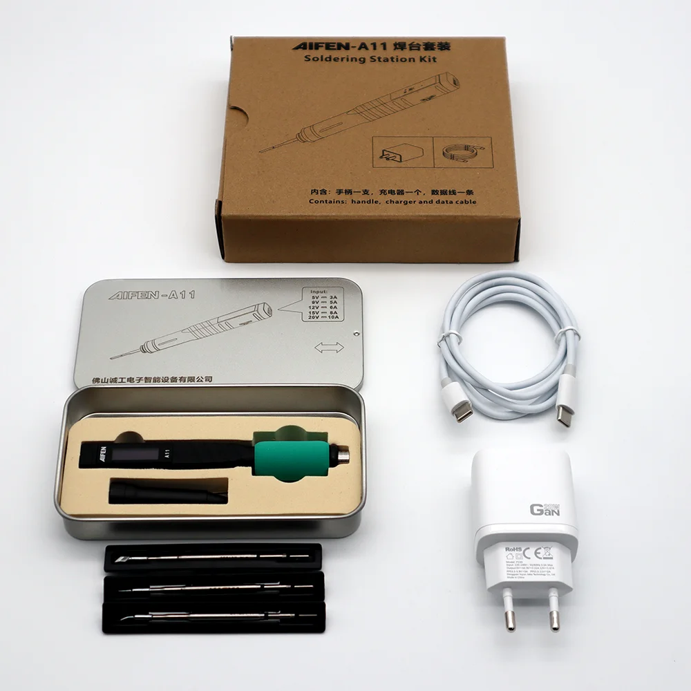 AIFEN A11 Portable Soldering Iron Station Electric Solder Pen 2S Fast Heating USB Rechargeable for Electronics Repair C210 Handl