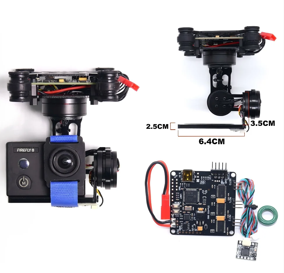 RCTOSKY soporte de cámara cardán sin escobillas de 3 ejes y controlador Storm32 de 32 bits ancho para Gopro3/Gopro4/SJ4000/Xiaomi Dron con cámara FPV