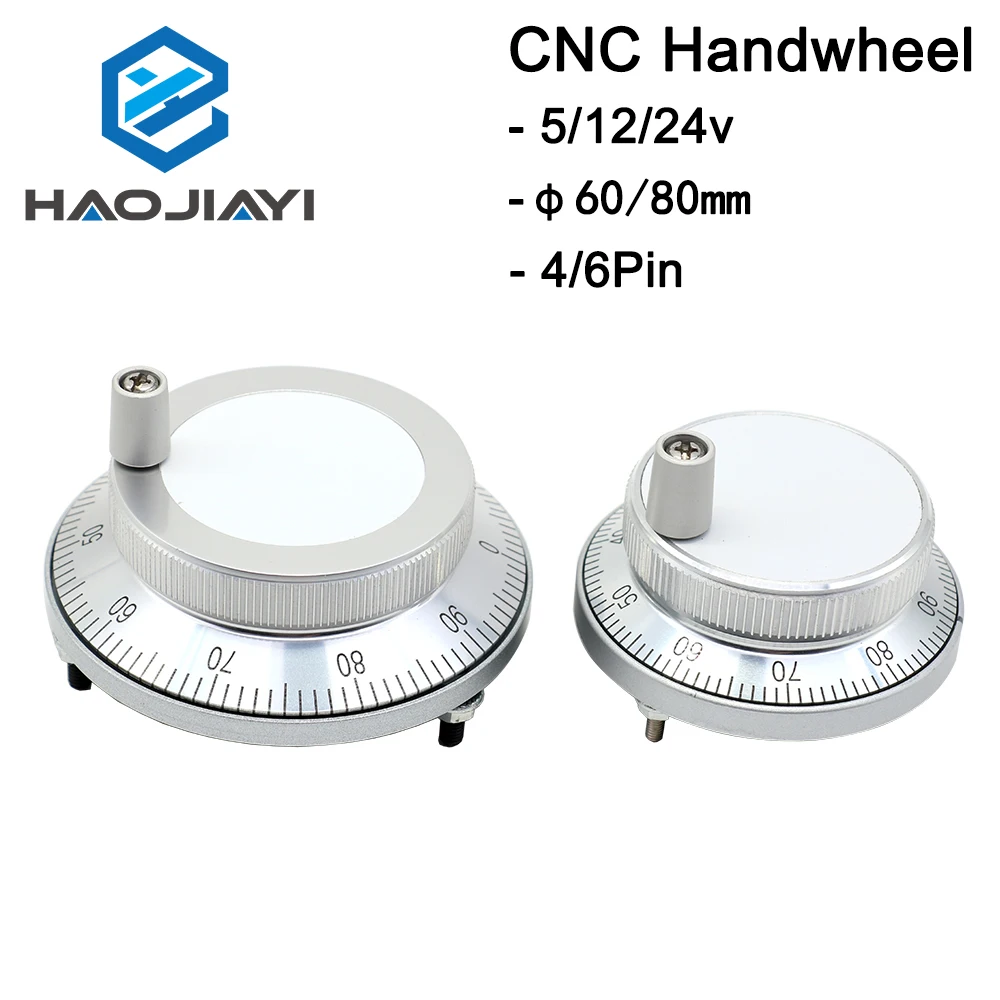 CNC Pulser Handwheel 5V 6pin Pulse 100 Manual Pulse Generator Hand Wheel CNC Machine 60mm 80mm Rotary Encoder