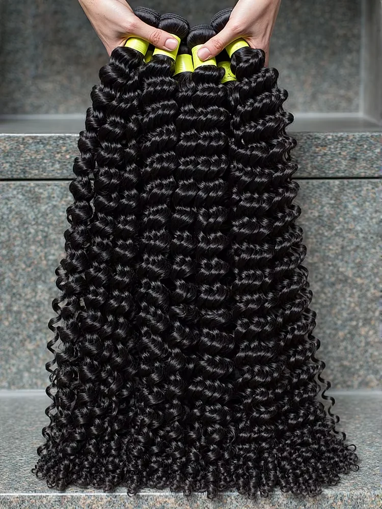 

28, 30, 32-дюймовые пучки человеческих волос с глубокими волнами, бразильские 100% необработанные плетения Remy, вьющиеся плетения, черные пучки для наращивания, предложения