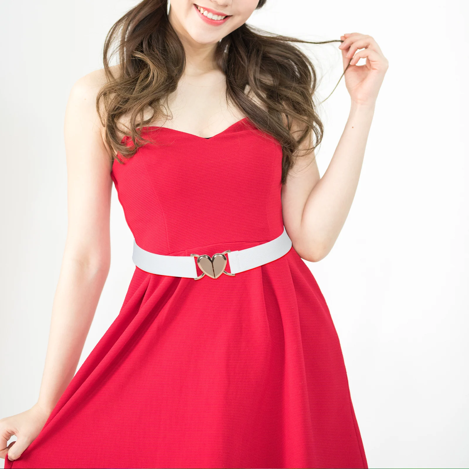 

Heart Buckle Elastic Belt Adjustable Women No Buckle Waistband Stretch Invisible for Dress Jeans Skirts Belt for Dress