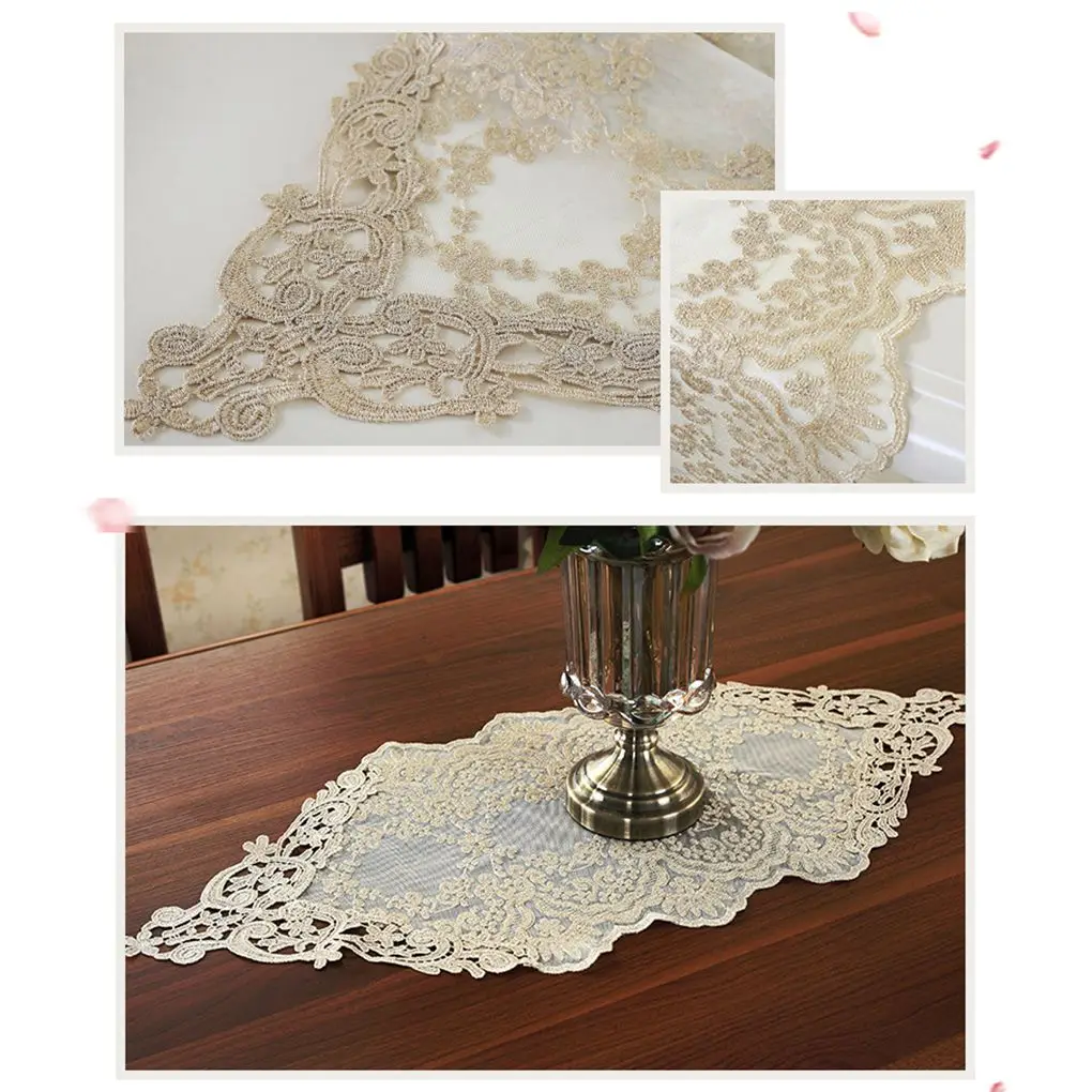 Table Flag Desk Runner Lace Hollow-out White Coffee Party Wedding Decoration TV Cabinet Tablecloth