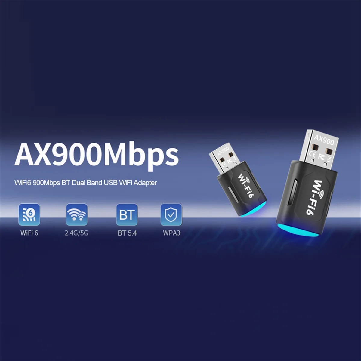【حفلة * ديكور】 محول USB WiFi 6 بسرعة 900 ميجا بت في الثانية AX900 2.4G 5G ثنائي النطاق USB دونغل جهاز استقبال WLAN لاسلكي لـ Win10 & Win11 #1
