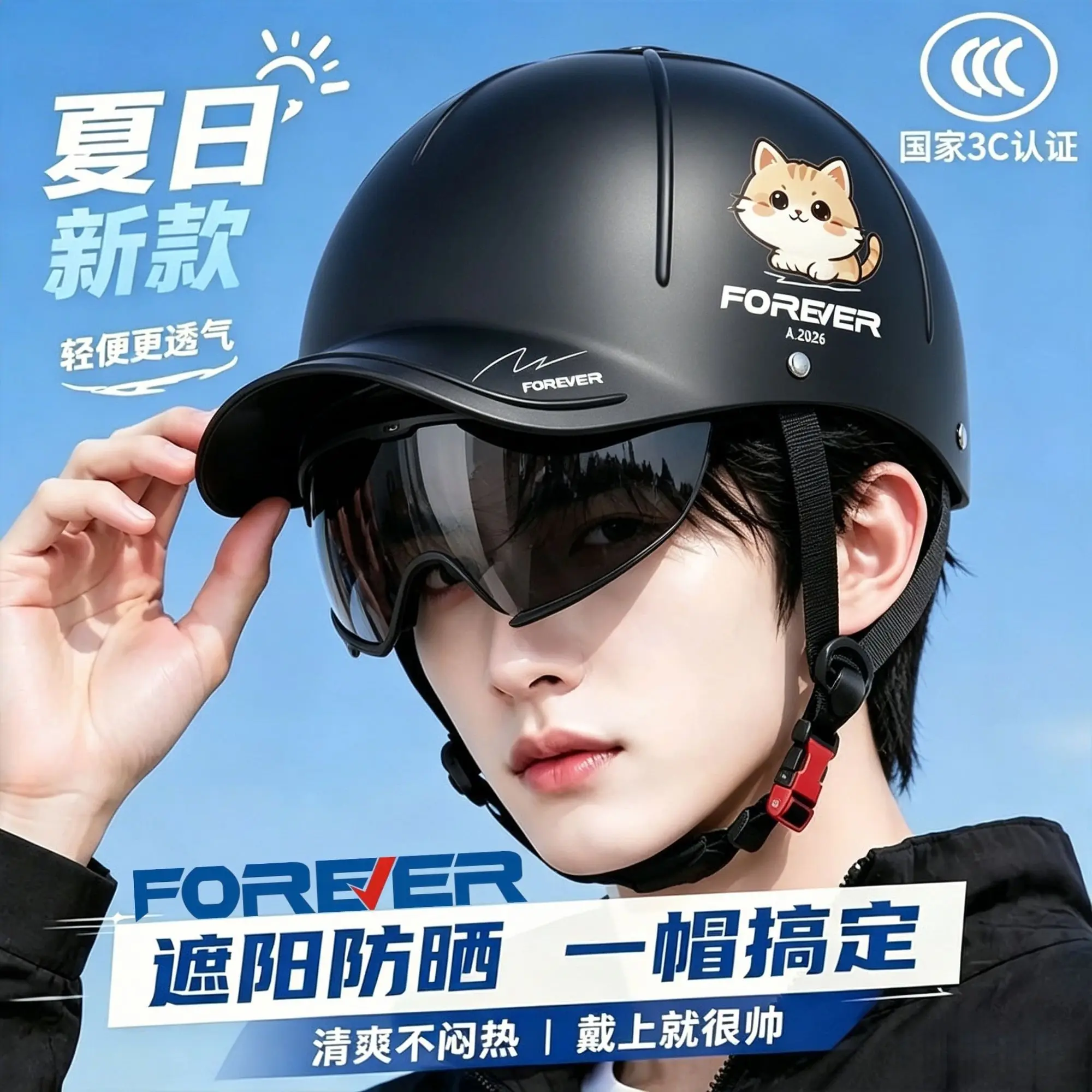 New motorcycle helmet retro hard duckbill cap fashionable sunshade riding semi helmet electric bicycle breathable helmet