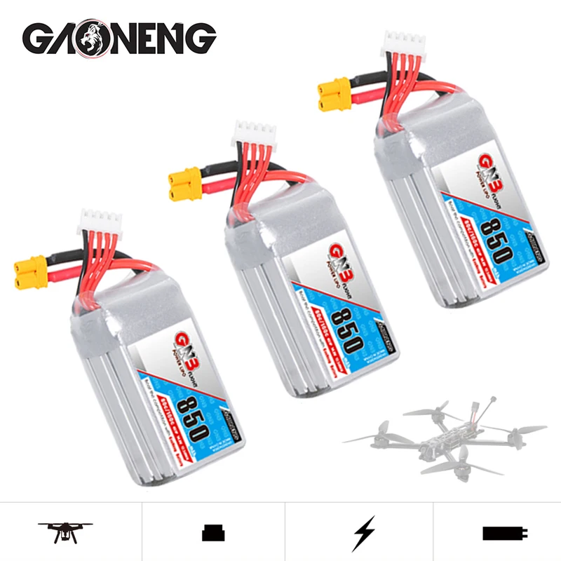 GAONENG GNB 4S 14.8V 850mAh MAX 160C Lipo Battery For RC FPV Racing Drone Quadcopter Helicopter Model Parts 4S Battery