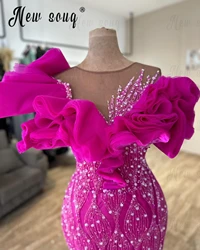 Off Shoulder Ruffled Organza Party Dress Beading Mermaid Women Wedding Prom Guest Gowns 2024 Stones Bespoke Occasion Dresses