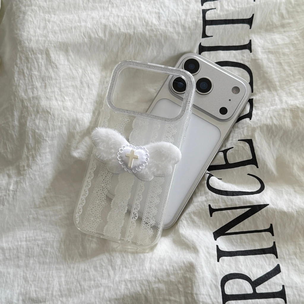بسيط الأبيض الدانتيل حافة مجسمة الحب بريق إطار صور صدمة برهان غطاء الهاتف القضية آيفون 17 16 15 14 برو ماكس