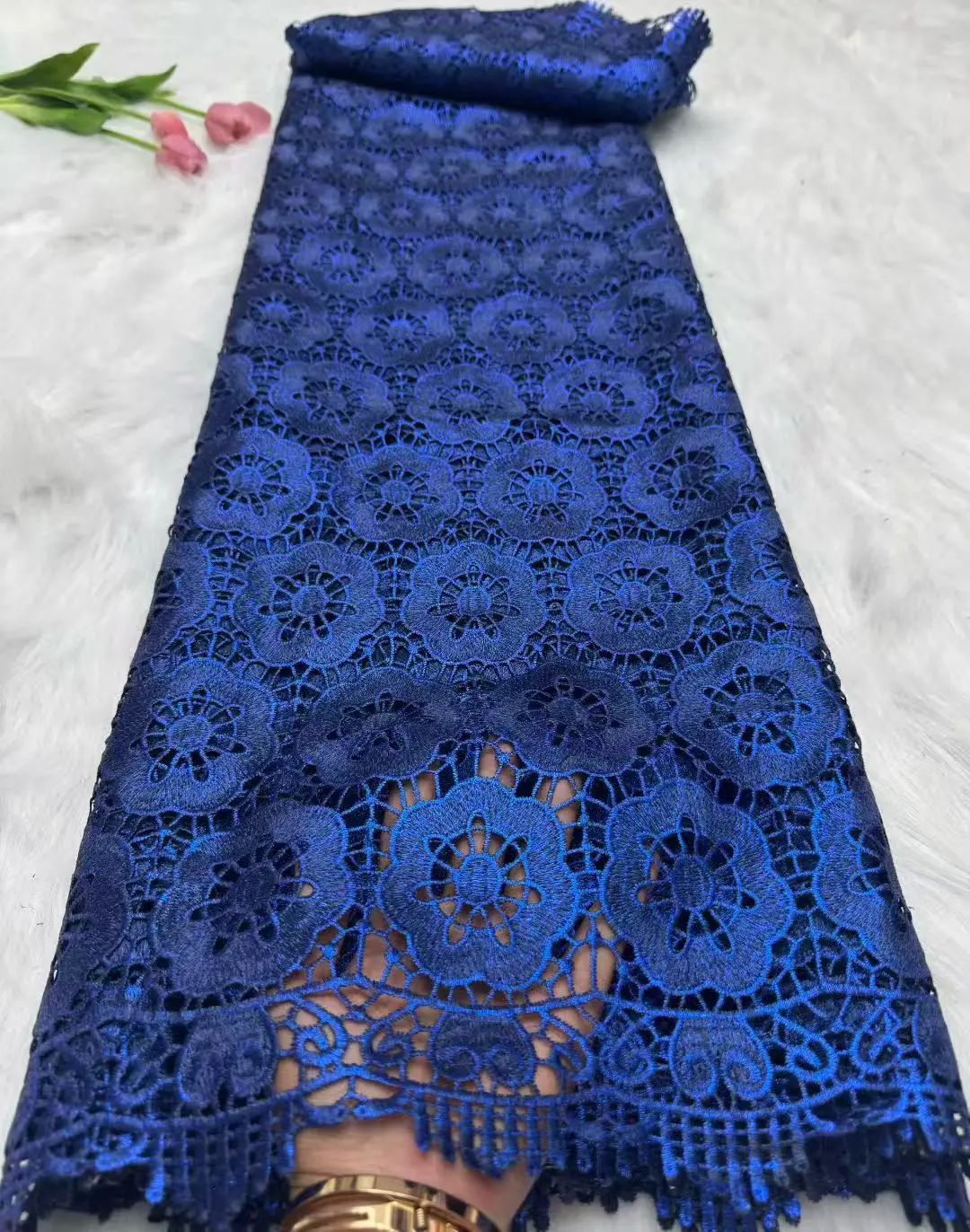 

Party Season Luxury African Guipure Cord Lace Fabric Embroidery High Quality Water Soluble Lace Fabric Nigerian Party Dress Sew